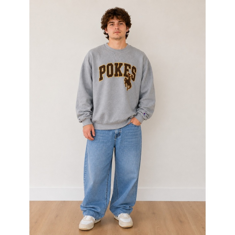 Vintage Wyoming Cowboys Sweatshirt Gray Mens Large Crewneck 80s 90s Pokes USA